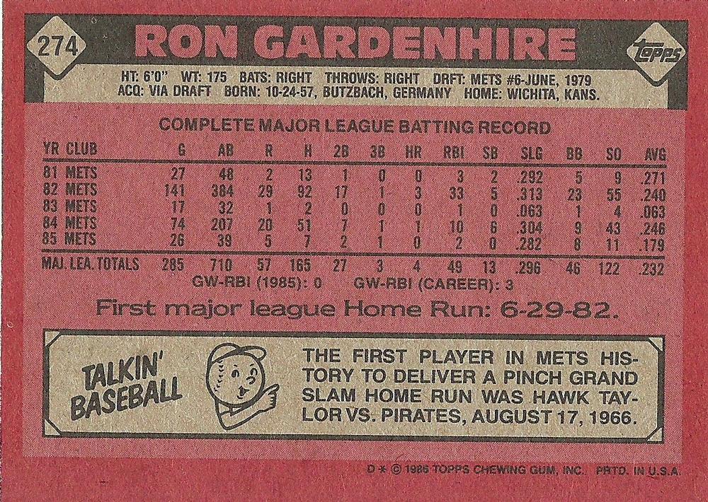 Ron Gardenhire  baseball card collectible - Main Image 2