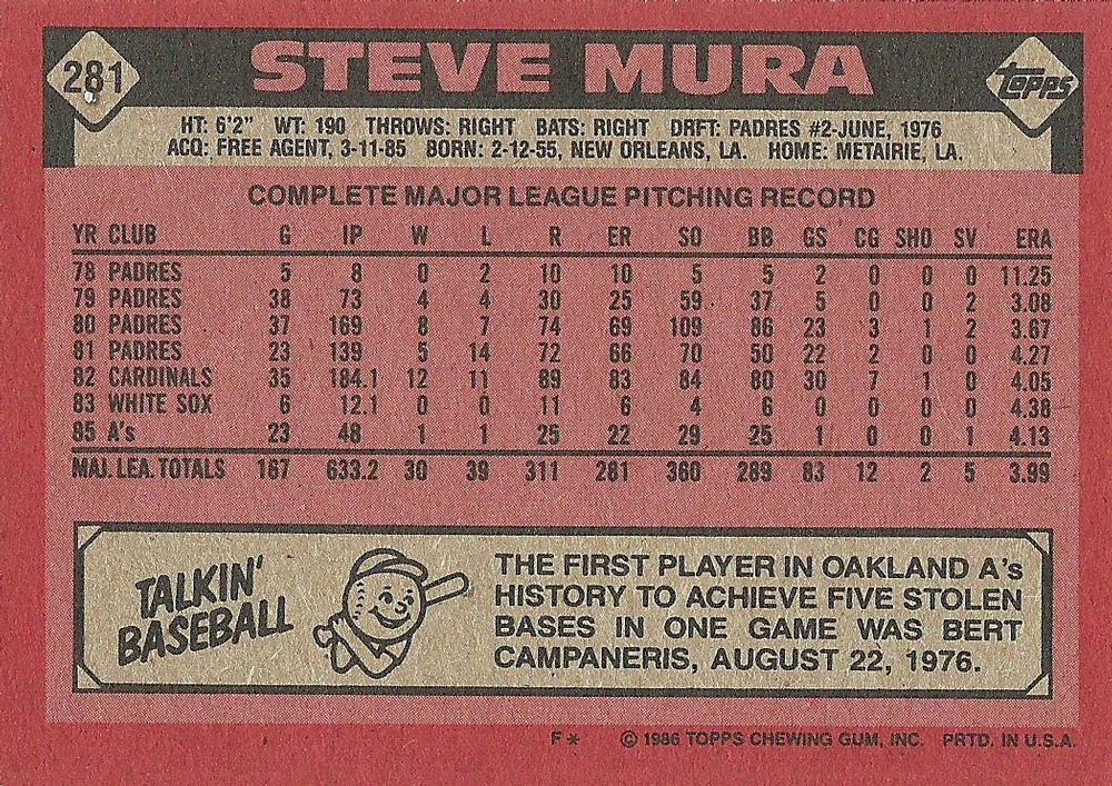 Steve Mura  baseball card collectible - Main Image 2