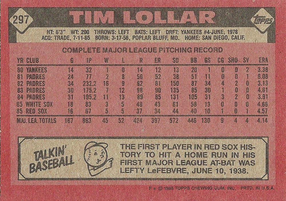 Tim Lollar  baseball card collectible - Main Image 2