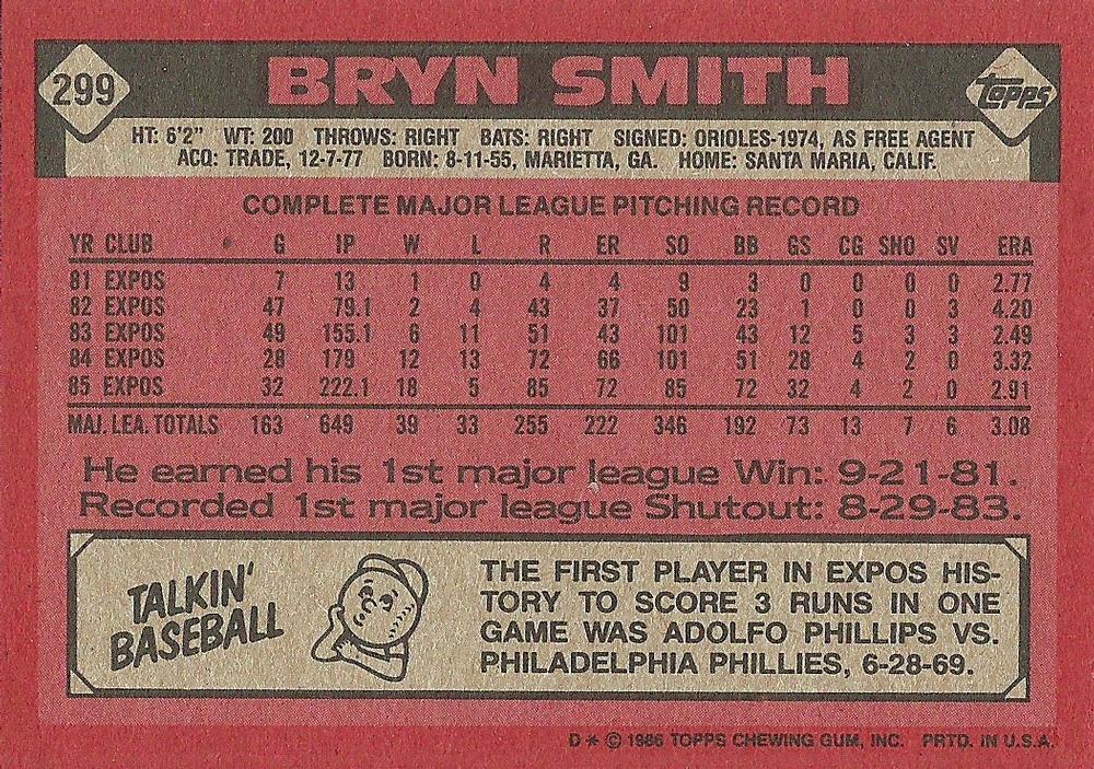 Bryn Smith  baseball card collectible - Main Image 2
