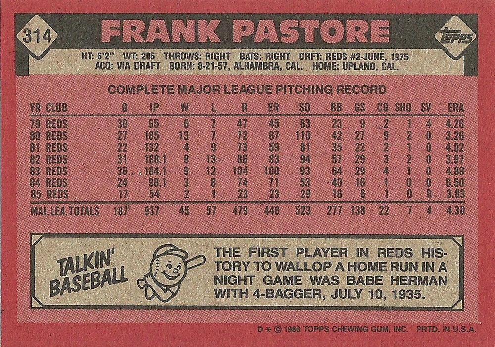 Frank Pastore  baseball card collectible - Main Image 2