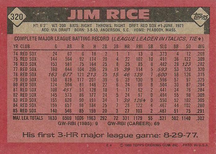 Jim Rice  baseball card collectible - Main Image 2