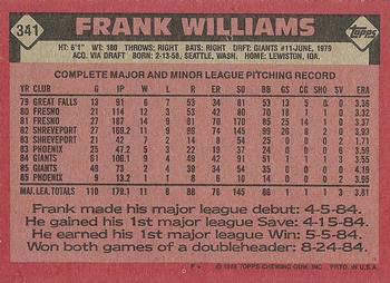 Frank Williams  baseball card collectible - Main Image 2