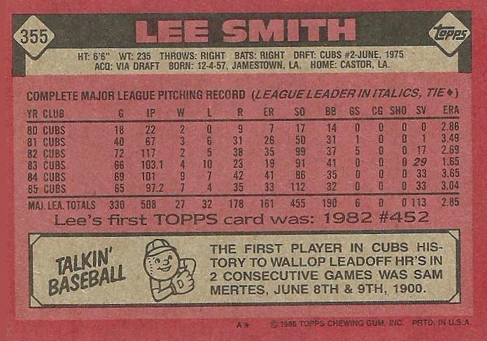 Lee Smith  baseball card collectible - Main Image 2