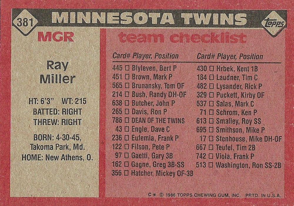 Ray Miller  baseball card collectible - Main Image 2