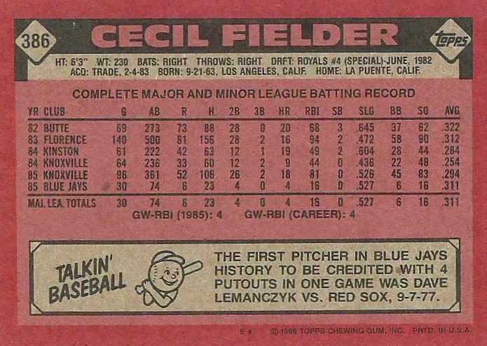 Cecil Fielder  baseball card collectible - Main Image 2