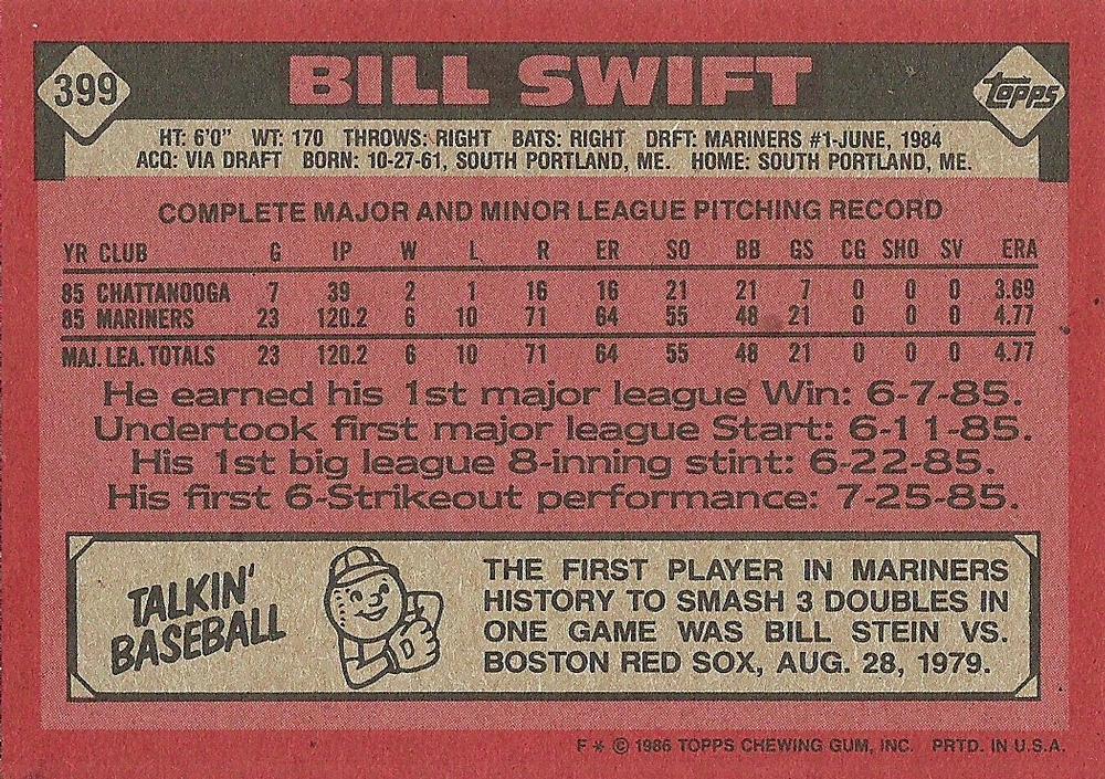 Bill Swift  baseball card collectible - Main Image 2