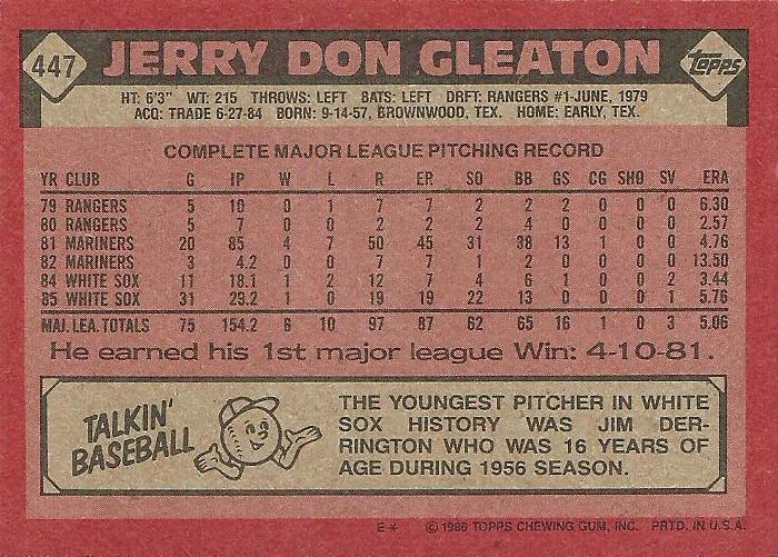 Jerry Don Gleaton  baseball card collectible - Main Image 2