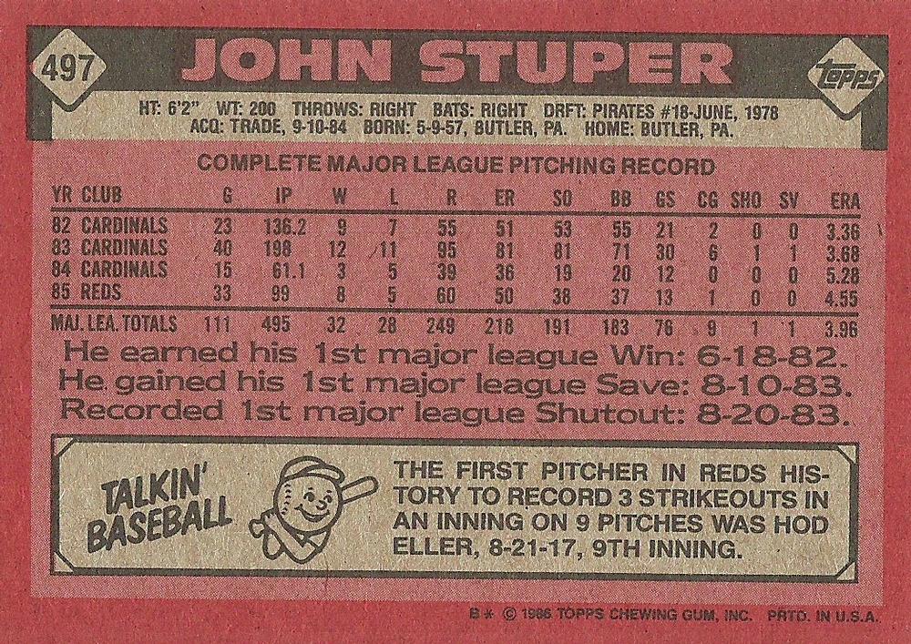 John Stuper  baseball card collectible - Main Image 2