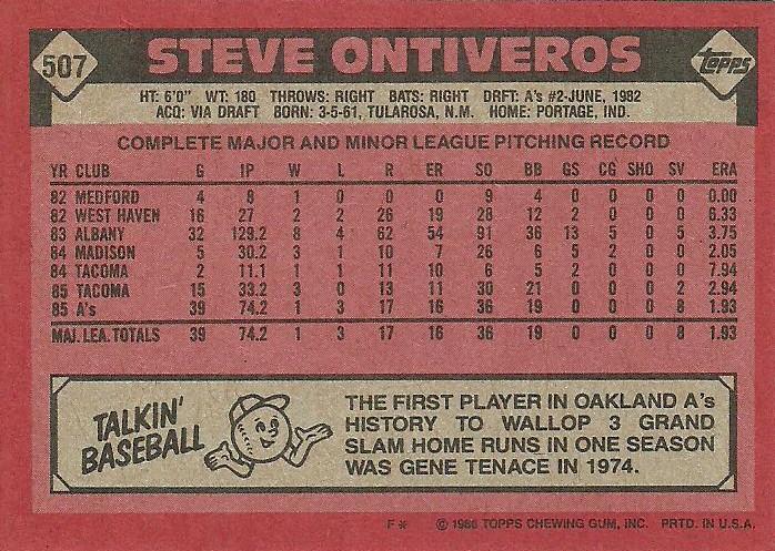 Steve Ontiveros  baseball card collectible - Main Image 2