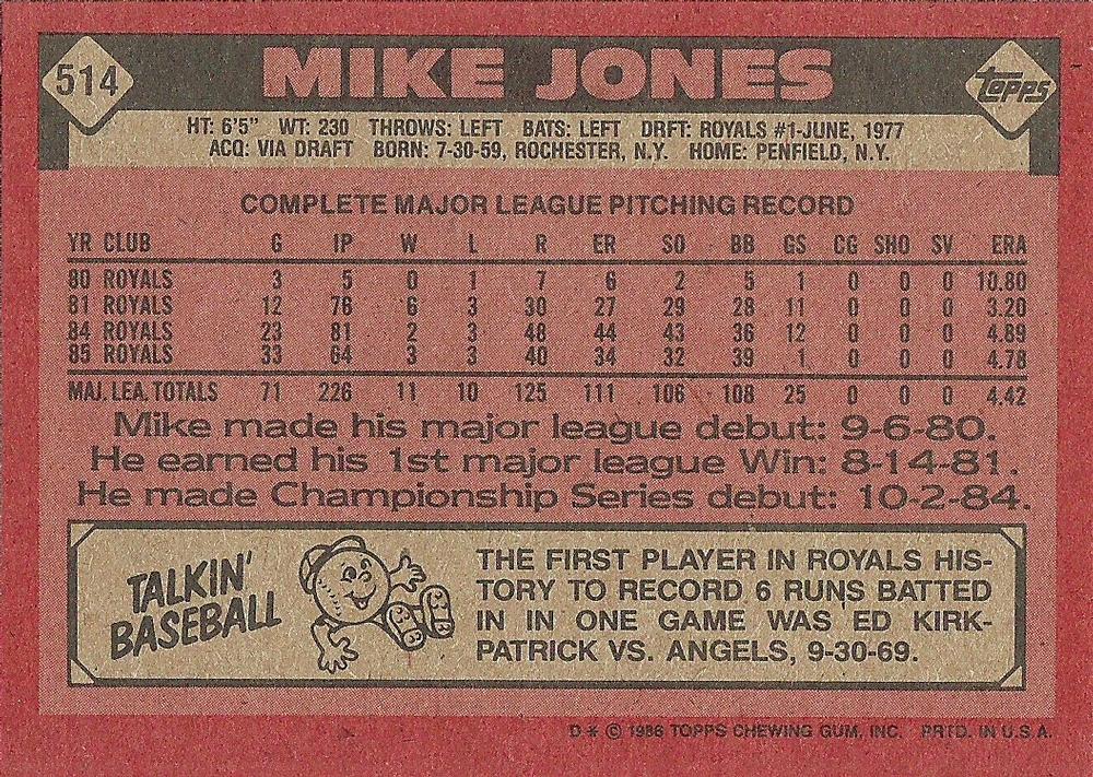 Mike Jones  baseball card collectible - Main Image 2