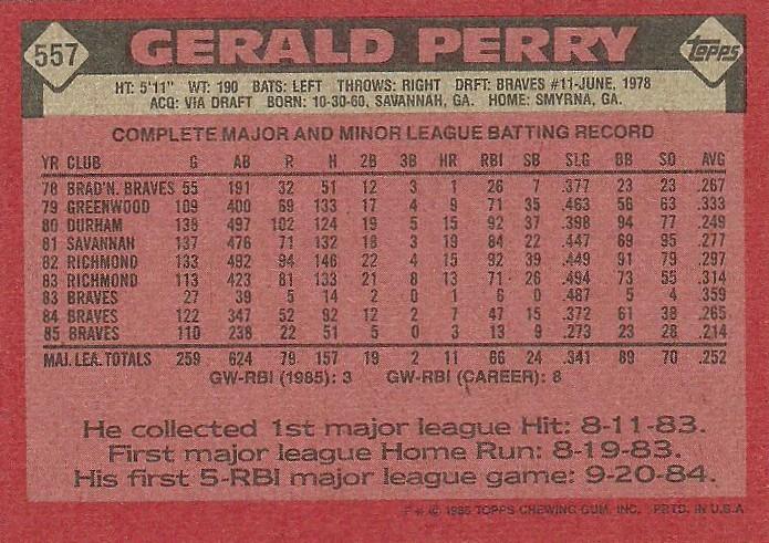 Gerald Perry  baseball card collectible - Main Image 2