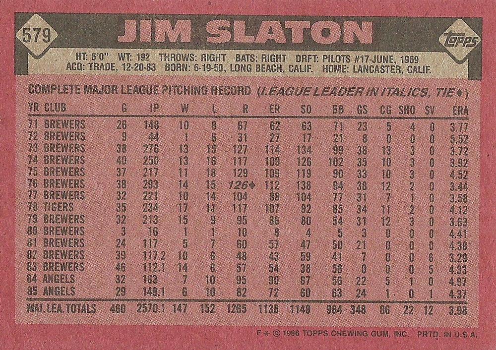 Jim Slaton  baseball card collectible - Main Image 2