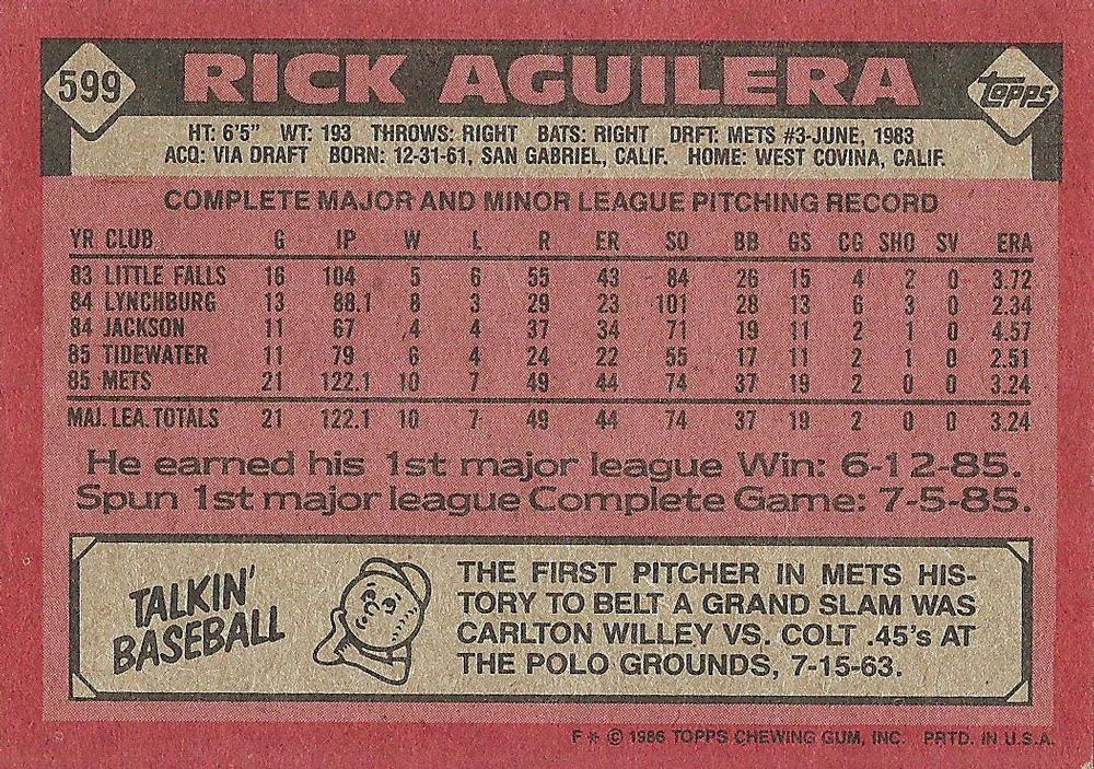 Rick Aguilera  baseball card collectible - Main Image 2