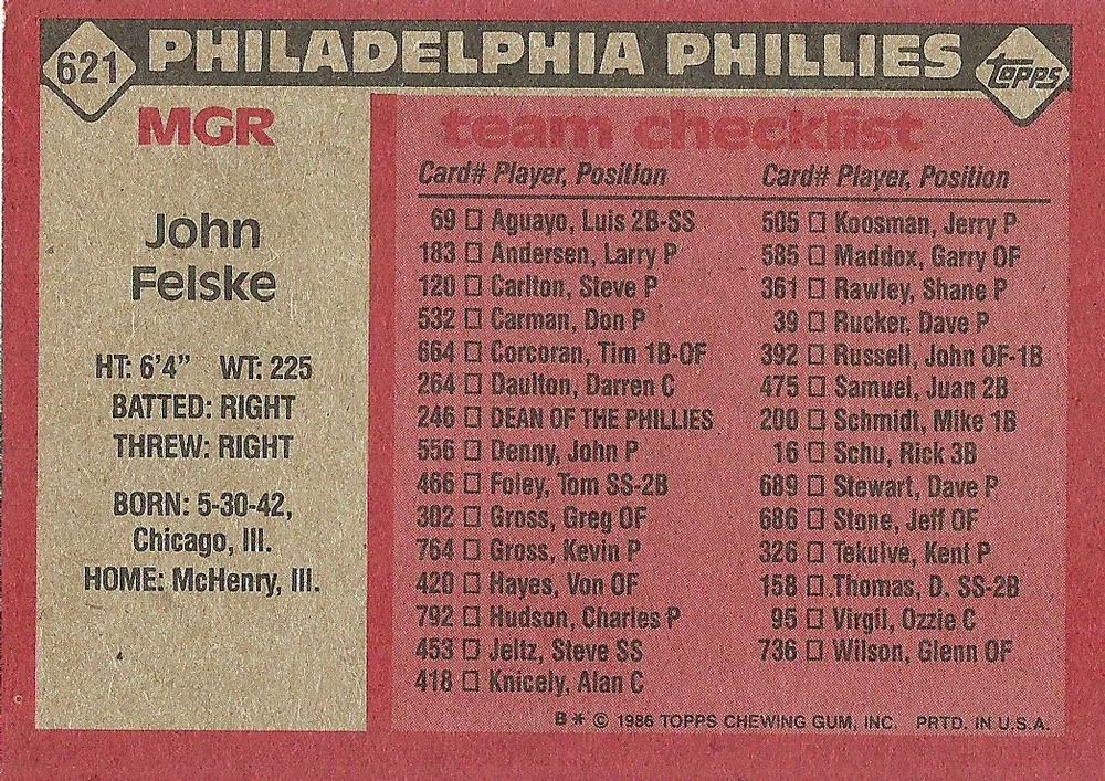 John Felske  baseball card collectible - Main Image 2