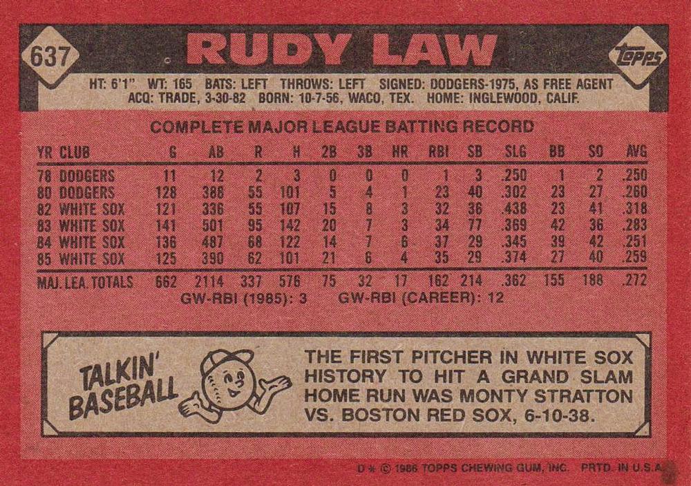 Rudy Law  baseball card collectible - Main Image 2