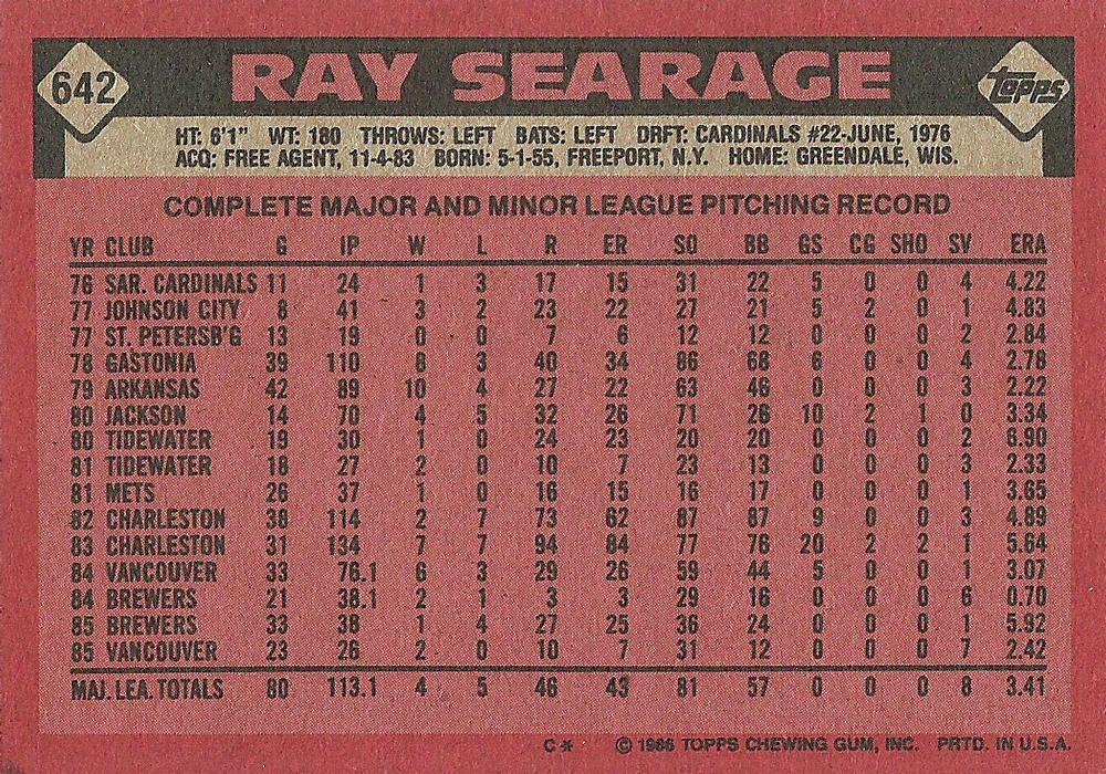 Ray Searage  baseball card collectible - Main Image 2