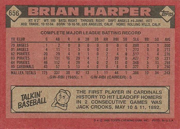 Brian Harper  baseball card collectible - Main Image 2