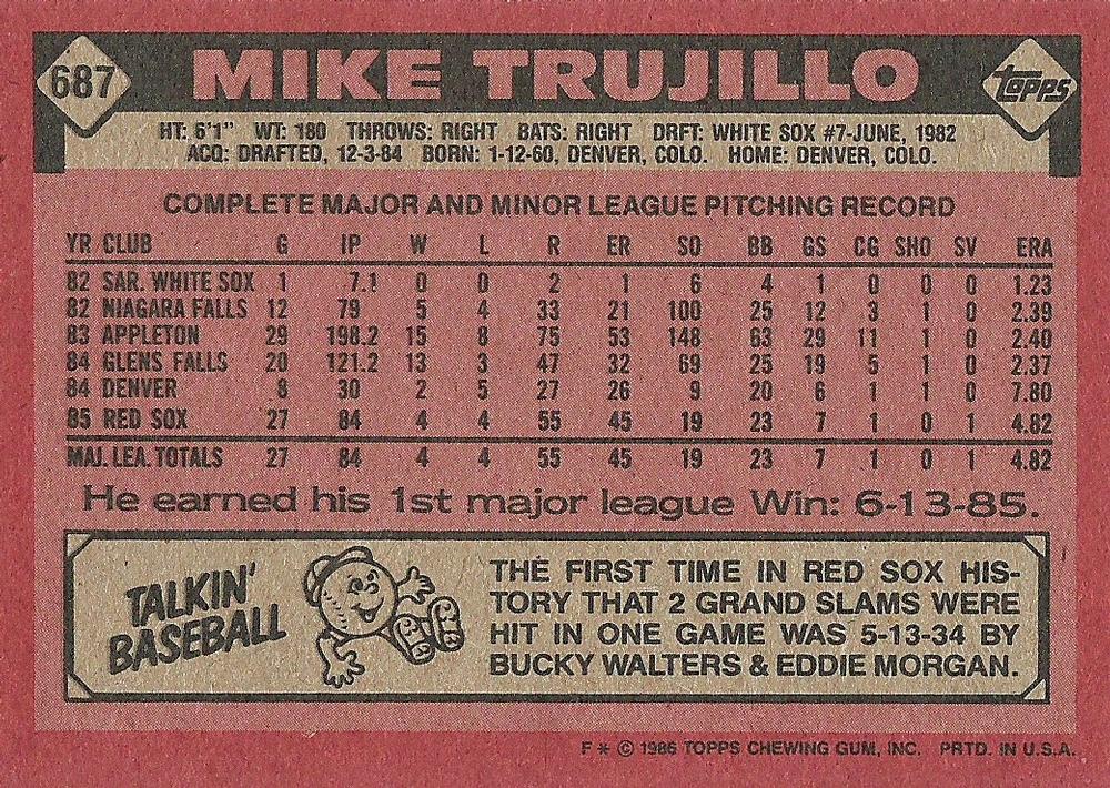 Mike Trujillo  baseball card collectible - Main Image 2