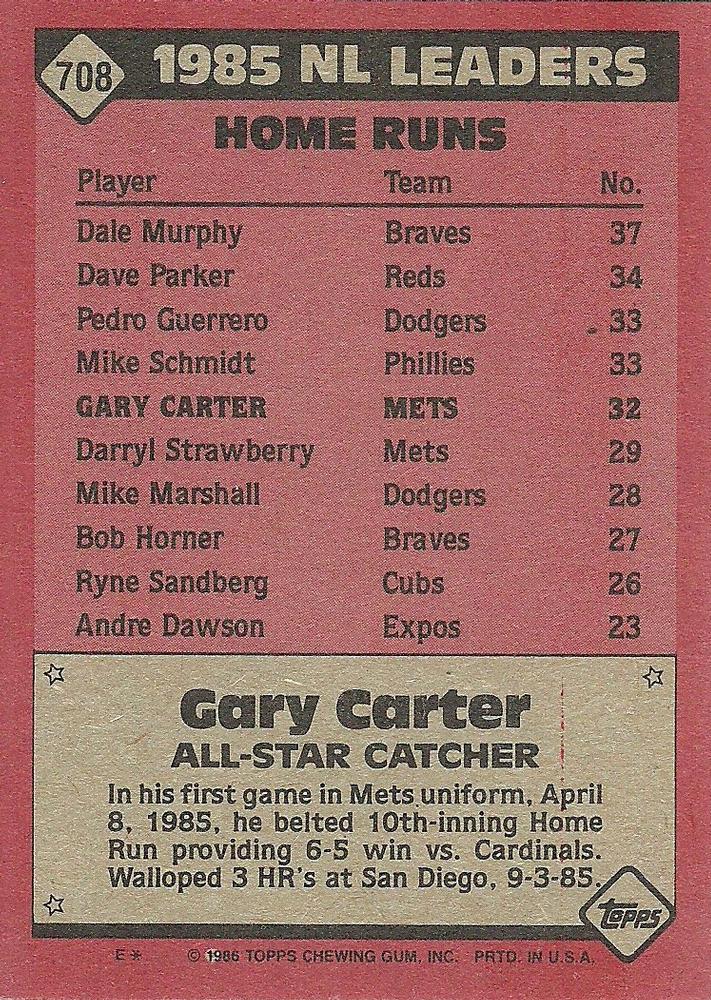 Gary Carter  baseball card collectible - Main Image 2