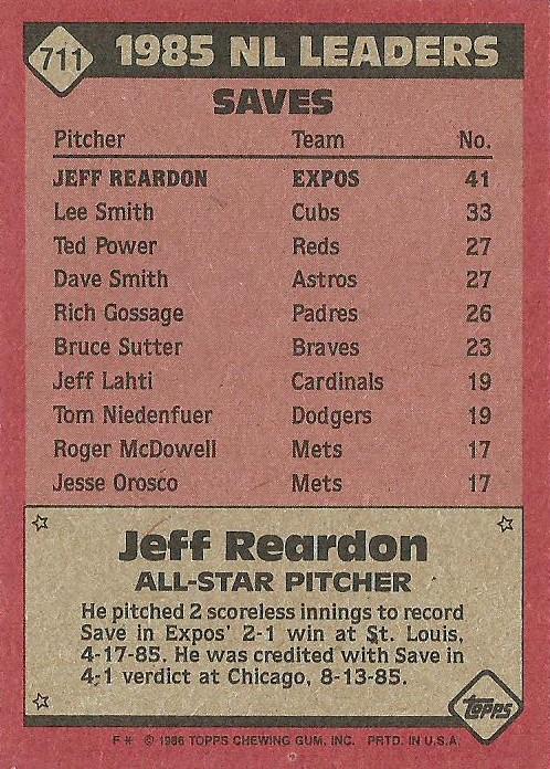 Jeff Reardon  baseball card collectible - Main Image 2