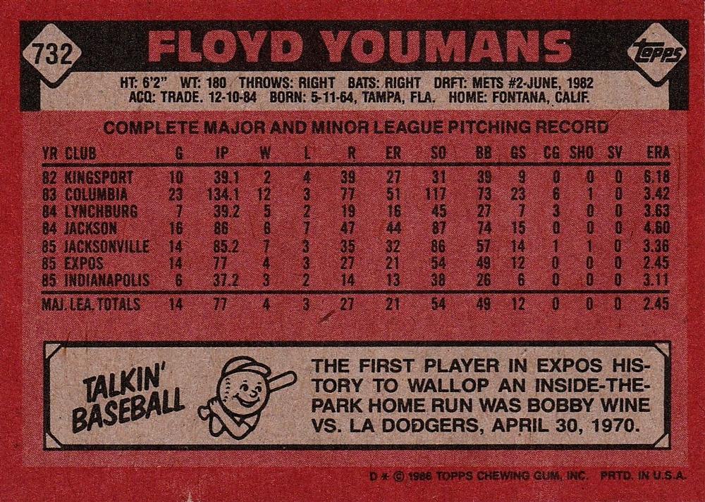 Floyd Youmans  baseball card collectible - Main Image 2