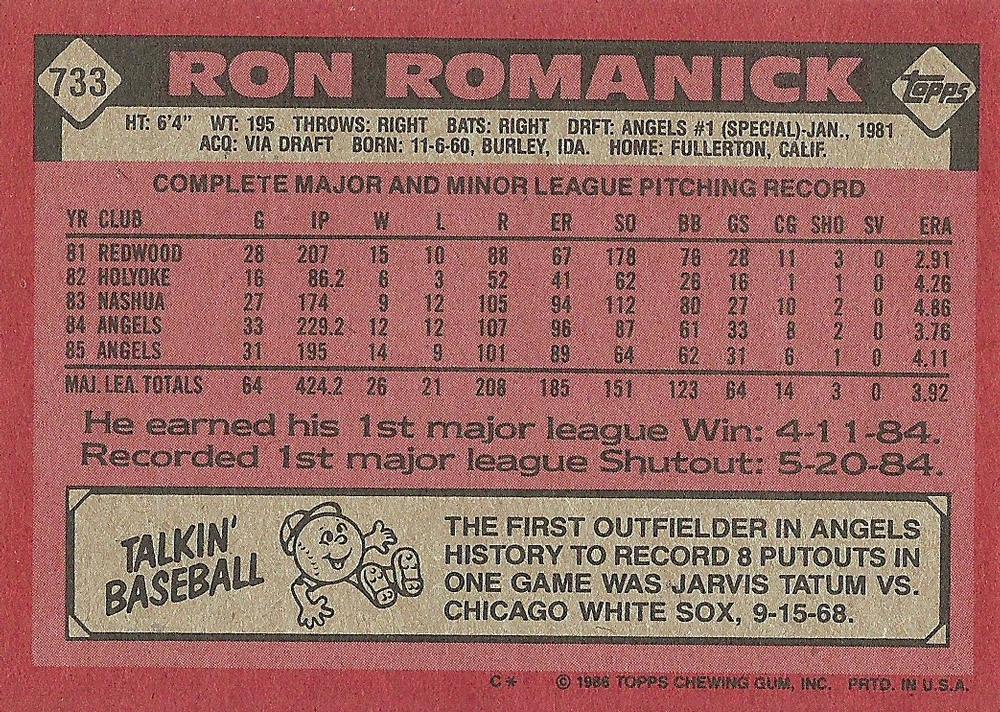 Ron Romanick  baseball card collectible - Main Image 2
