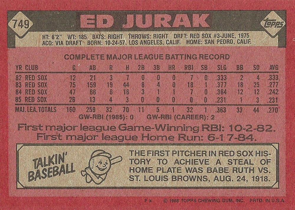 Ed Jurak  baseball card collectible - Main Image 2