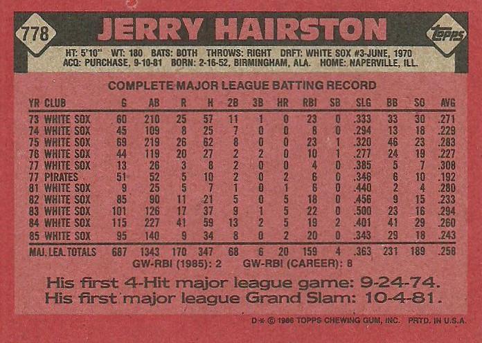 Jerry Hairston  baseball card collectible - Main Image 2