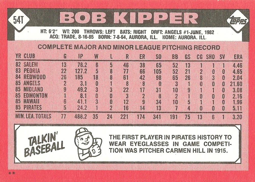 Bob Kipper  baseball card collectible - Main Image 2