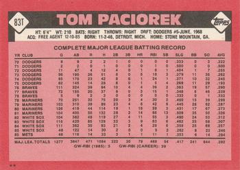 Tom Paciorek  baseball card collectible - Main Image 2
