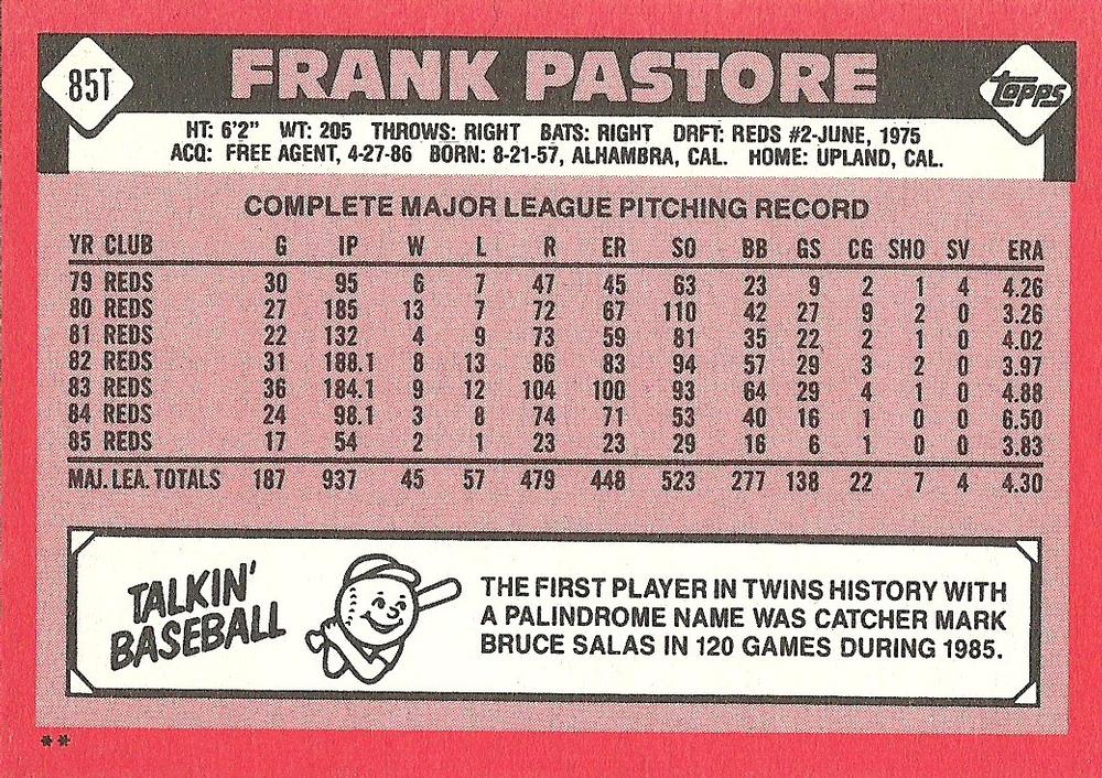 Frank Pastore  baseball card collectible - Main Image 2