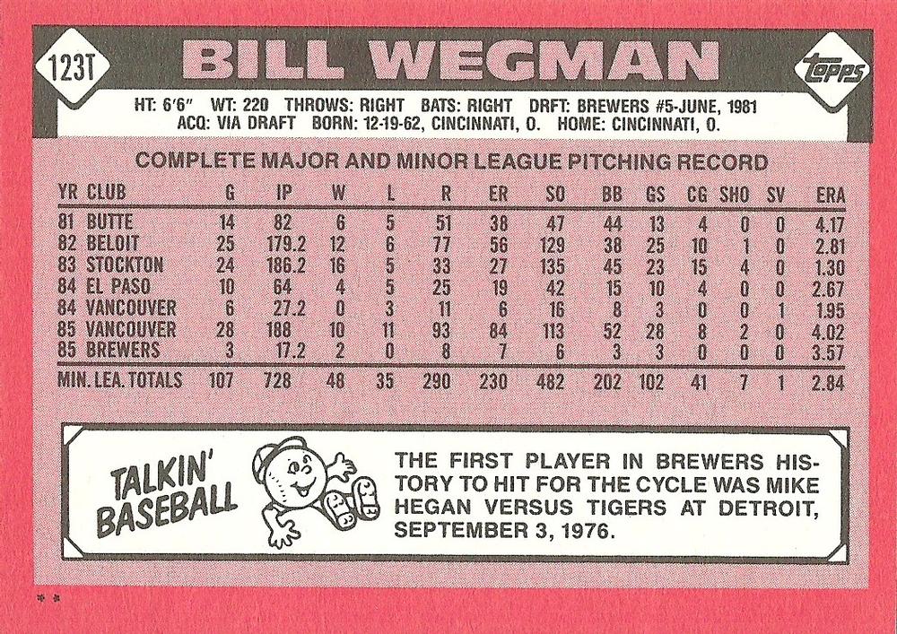 Bill Wegman  baseball card collectible - Main Image 2