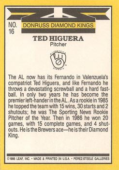 Ted Higuera  baseball card collectible - Main Image 2