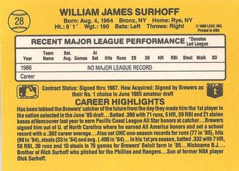 B.J. Surhoff  baseball card collectible - Main Image 2