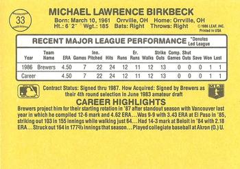 Mike Birkbeck  baseball card collectible - Main Image 2