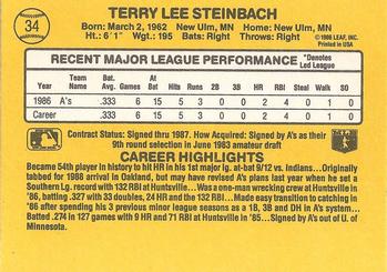 Terry Steinbach  baseball card collectible - Main Image 2
