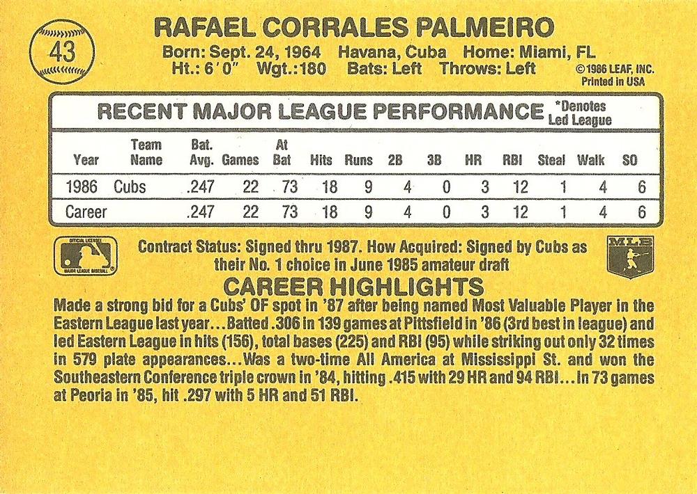 Rafael Palmeiro  baseball card collectible - Main Image 2