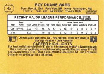 Duane Ward  baseball card collectible - Main Image 2