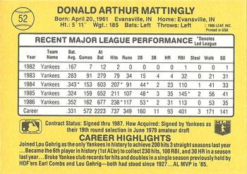 Don Mattingly  baseball card collectible - Main Image 2