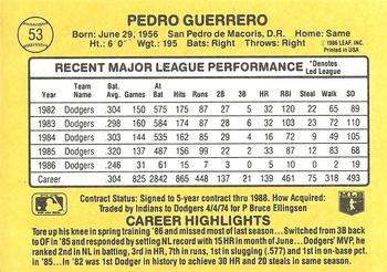 Pedro Guerrero  baseball card collectible - Main Image 2