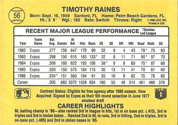 Tim Raines  baseball card collectible - Main Image 2