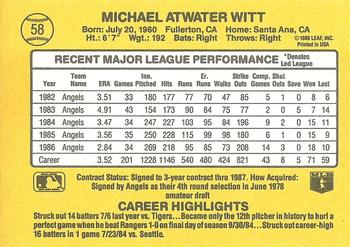 Mike Witt  baseball card collectible - Main Image 2