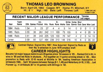 Tom Browning  baseball card collectible - Main Image 2