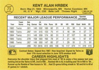 Kent Hrbek  baseball card collectible - Main Image 2