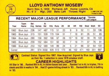 Lloyd Moseby  baseball card collectible - Main Image 2