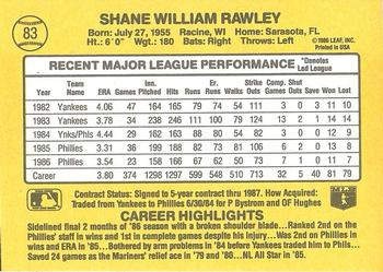 Shane Rawley  baseball card collectible - Main Image 2