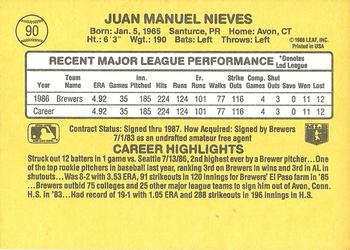 Juan Nieves  baseball card collectible - Main Image 2