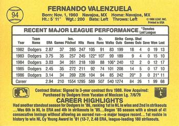 Fernando Valenzuela  baseball card collectible - Main Image 2