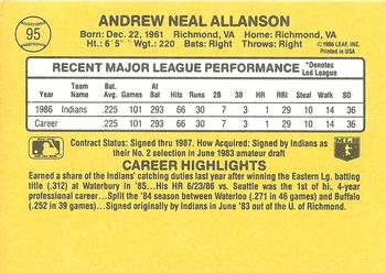 Andy Allanson  baseball card collectible - Main Image 2
